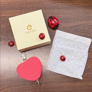 CUSTYPE Heart Clip-On Key Pouch in Peach/Pink with Gold Hardware